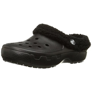 brown crocs with white fur