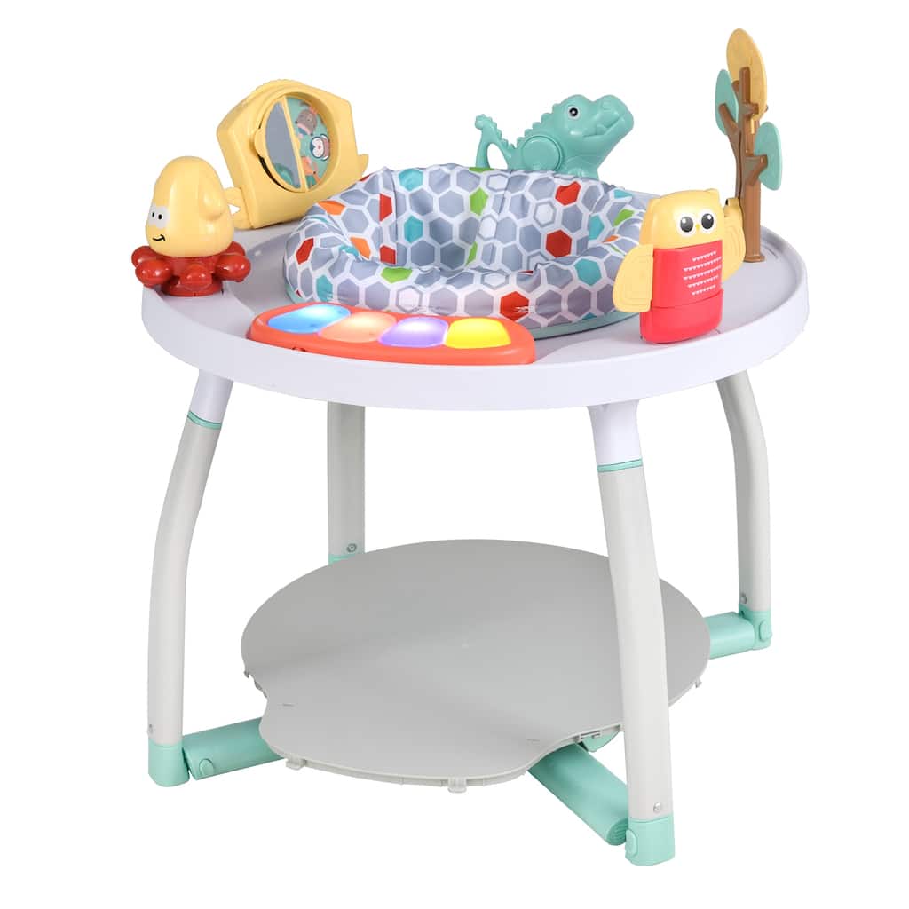 5-in-1 Baby Activity Center with Adjustable Height, Interactive Toys, Detachable Bounce Platform, and Study Desk for Kids