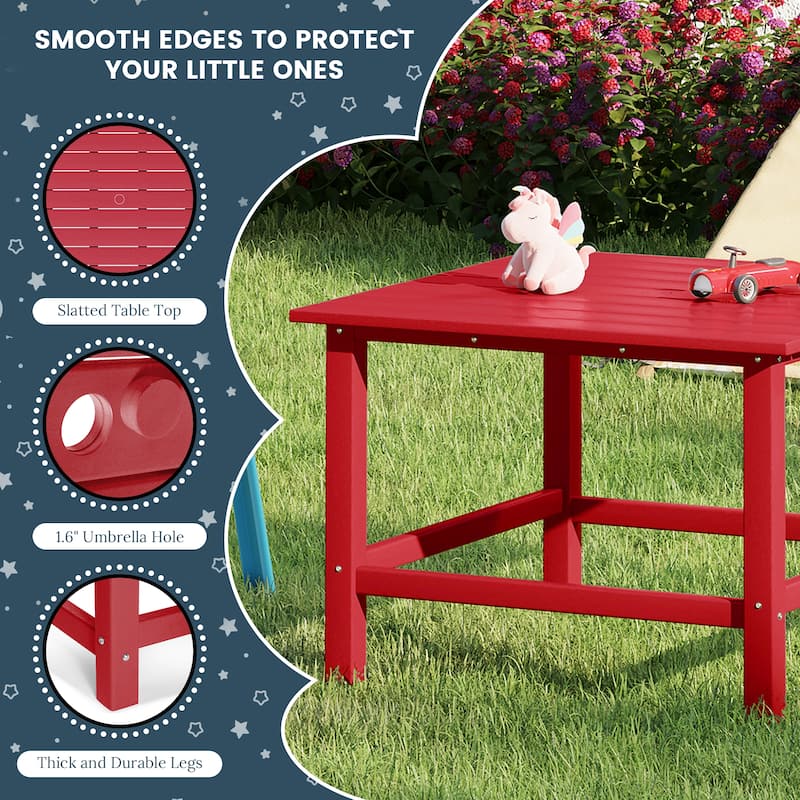 Polytrends Laguna Kids Outdoor 31" Square Poly Dining Table