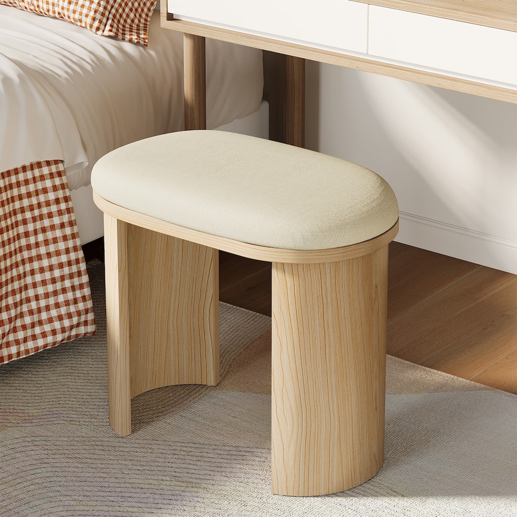 Upholstered Vanity Stool, Modern Footstool Ottoman Foot Rest