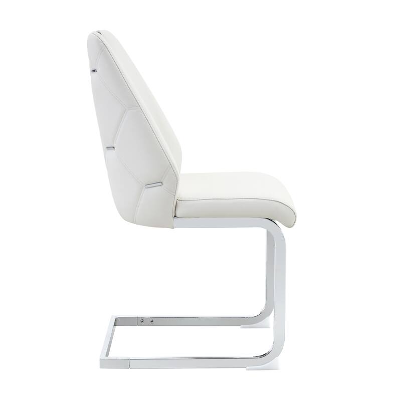 Dining Chairs Set of 4, Faux Leather Kitchen Chairs with Chrome Pull Handle, High Back Upholstered Dining Room Chair