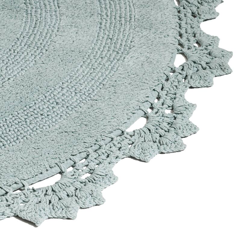 MH London Winchester Cotton Round Bathroom Rug - Soft Bath Mat