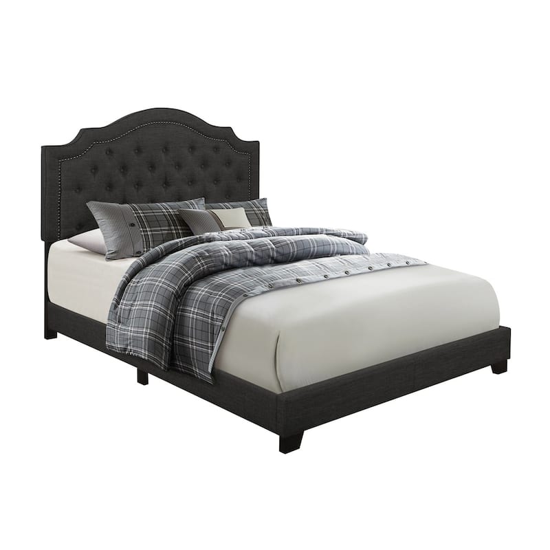 Verine Dark Gray Fabric Upholstered Tufted Bed