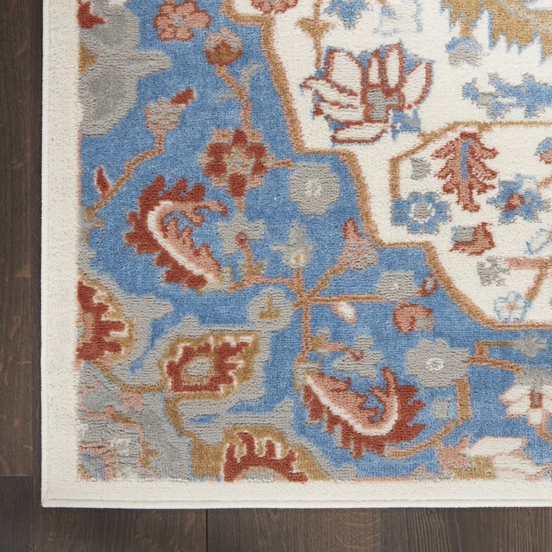 Cogol Power Loomed Abstract Floral Non Skid Stain Resistant Low Pile Area Rug By HomeRoots - 90' X '27' X '0.25