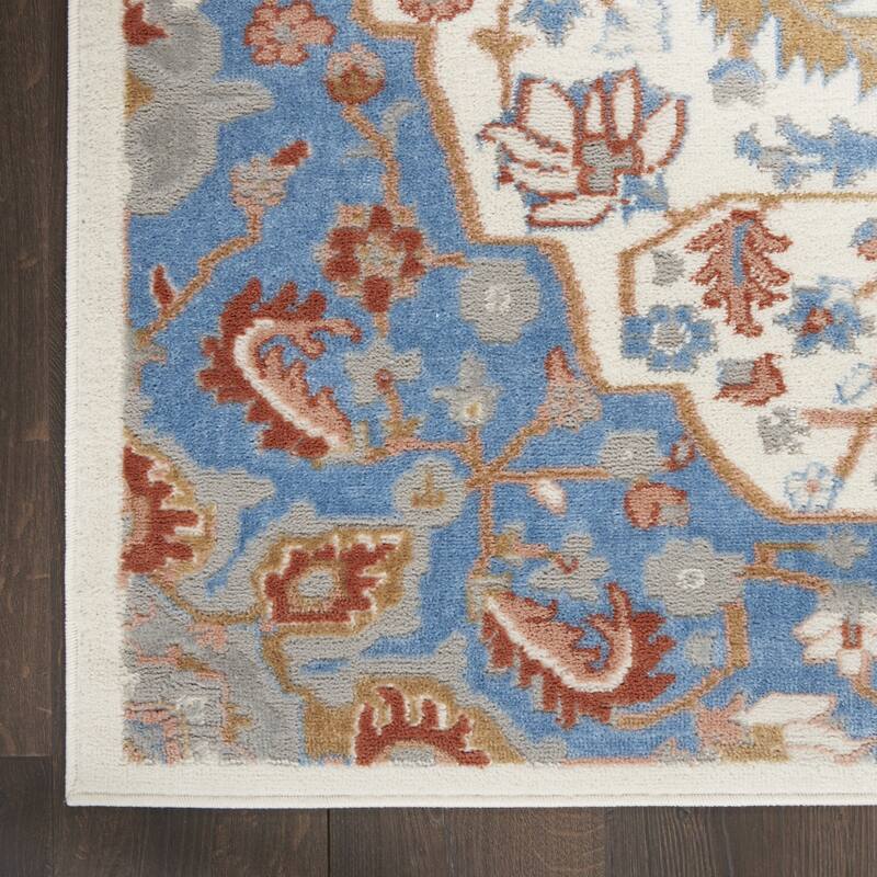 Duda Power Loomed Floral Non Skid Stain Resistant Low Pile Area Rug By HomeRoots - 72' X '48' X '0.25