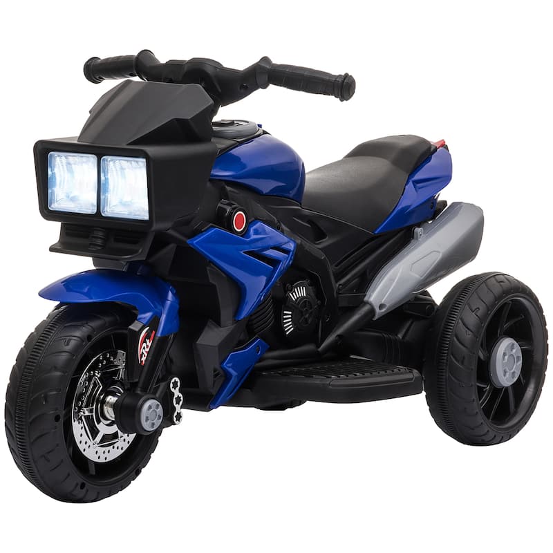 Electric Motorcycle for Kids with Front Lights, Blue Motorized Vehicle Toy with Padded Seat, Ride on Electric Car for Lawn