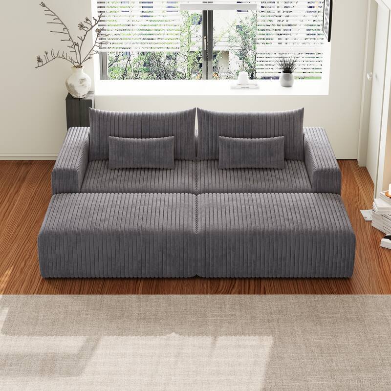 102" Modular Couch Cloud Plush Loveseat Sectional Sofa with 2 Ottoman