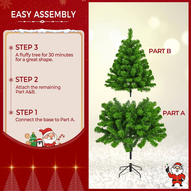 Yaheetech Pre-lit Flocked Artificial Christmas Tree with Foldable Stand