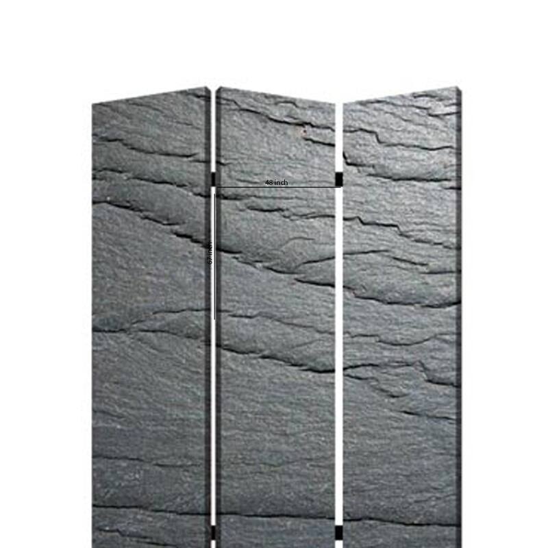 3 Panel Canvas and Metal Frame Room Divider, Slate Gray