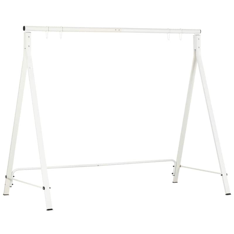 Rotating Hammock Steel Swing Stand with Stable A-Frame Design and Spring Buckle for Porch Balcony or Garden - White