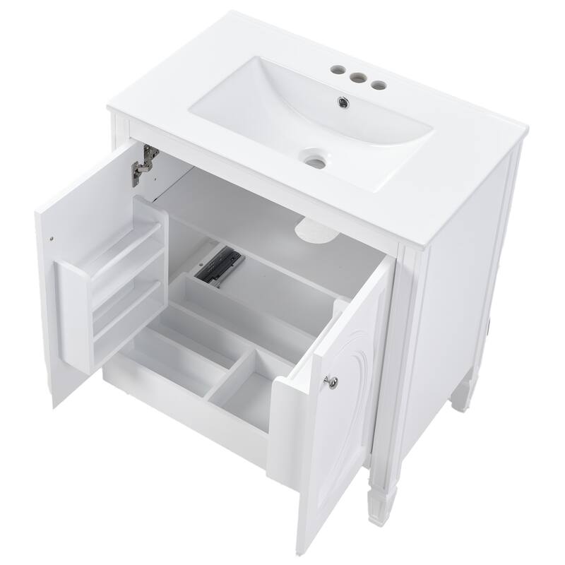 Vintage Bathroom Vanity with Ceramic Sink