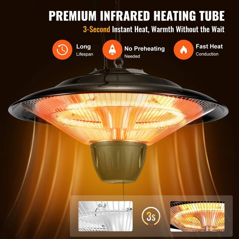 Infrared Heater with Stand & Mount to Ceiling/Wall,24 in L