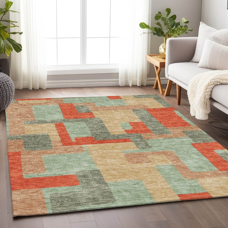Premium Washable Super Soft Geo Casual Mayfield Rug - Sage - 2'6" x 3'10"