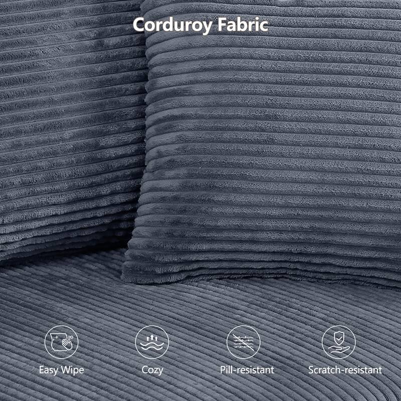 Flexible Layout 4 Piece Modular Couch Convertible L-shaped Sectional Sofa with Ottoman Chaise Lounge and Corduroy Upholstery