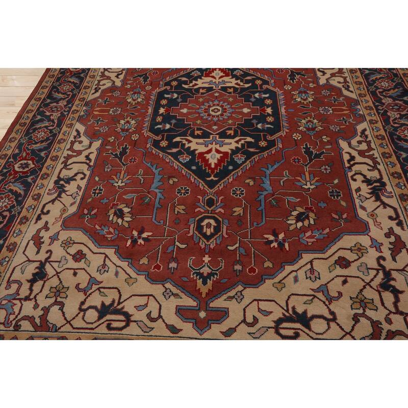 9x12 Hand Knotted Wool Salmon Heriz Plush Pile Pande Cameron Rug - 9' x 12'