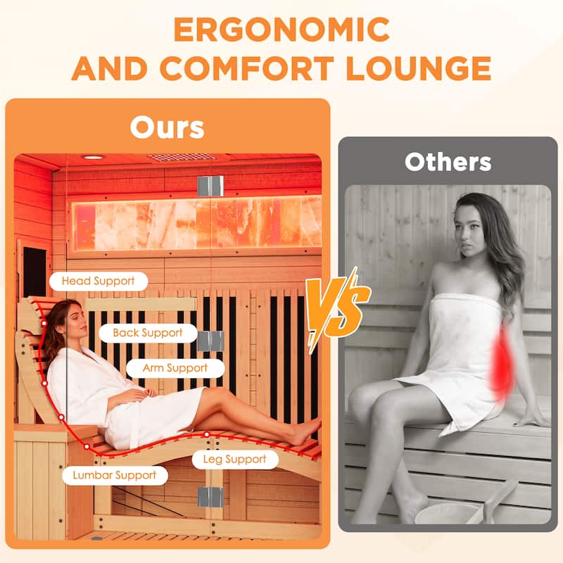 Hemlock Infrared Sauna with Red Light Therapy - Beauty Lamp & 15-Min Fast Warm-Up