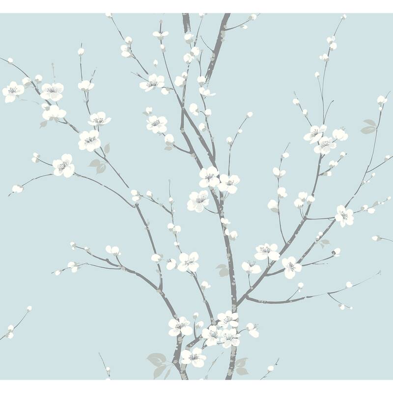 A-Street Prints Monterey Sky Blue Floral Branch Wallpaper