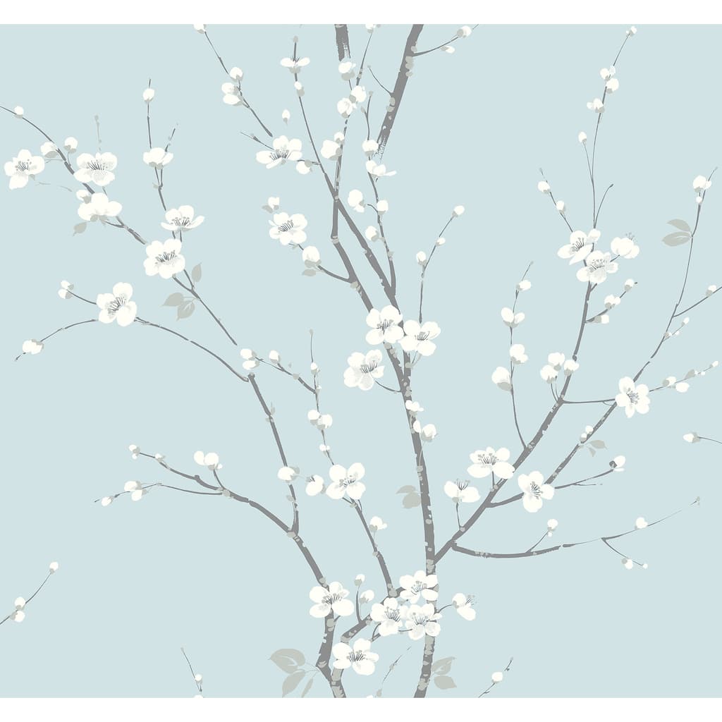 A-Street Prints Monterey Sky Blue Floral Branch Wallpaper