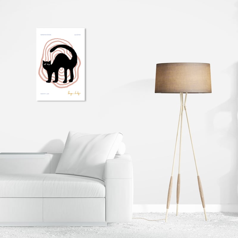 Wynwood Studio Canvas Animals Cat Purr Vibes Black and Light Pink Modern & Contemporary Wall Art Canvas Print - 16 x 24
