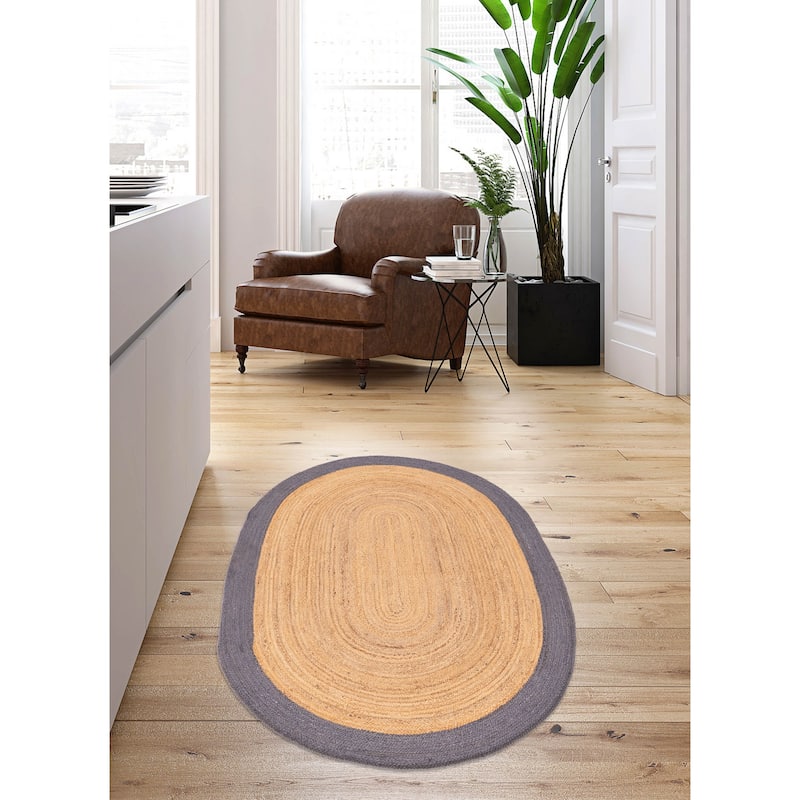 ECARPETGALLERY Braided Weave Palas Denizli Light Brown Jute Rug - 5'4 x 7'4