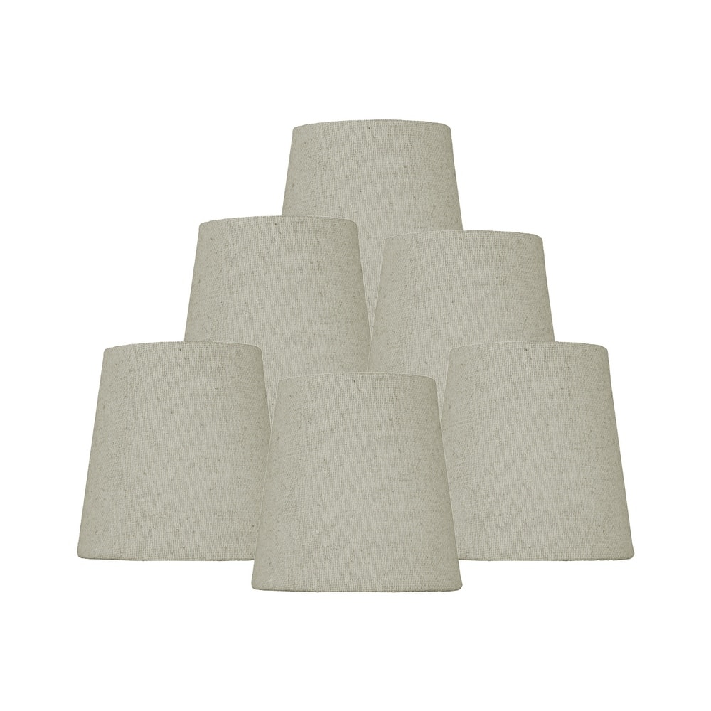 Set of 6 Chandelier Sand Linen Clip-On Lampshade 3x4x4