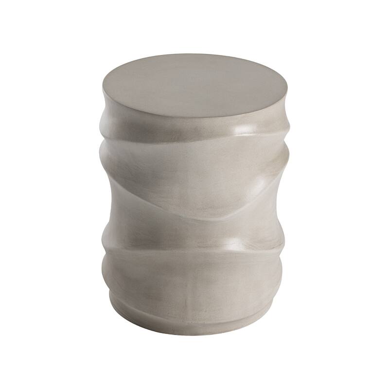 COSIEST Outdoor Wave-Patterned Column Side Table - Grey