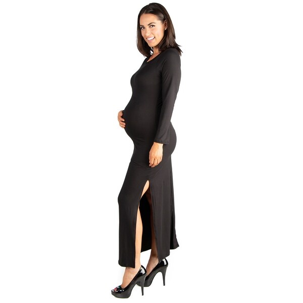 black maternity maxi dress with sleeves