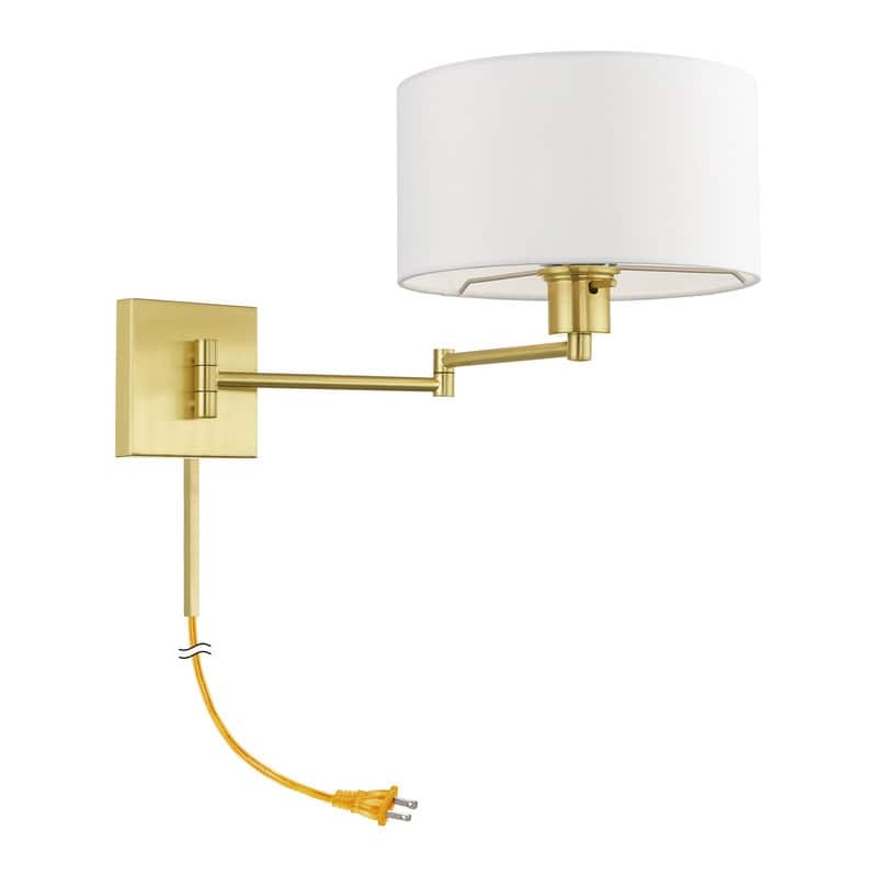 Livex Lighting 1-Light Off-White Drum Shade Swing Arm Wall Lamp, 40036