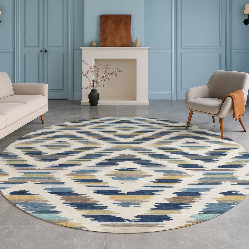 Machine Washable Indoor/ Outdoor Global Diamdon Chantille Rug