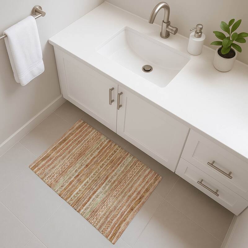 Premium Washable Super Soft Boho Stripes Mayfield Rug - Terracotta - 1'8" x 2'6"