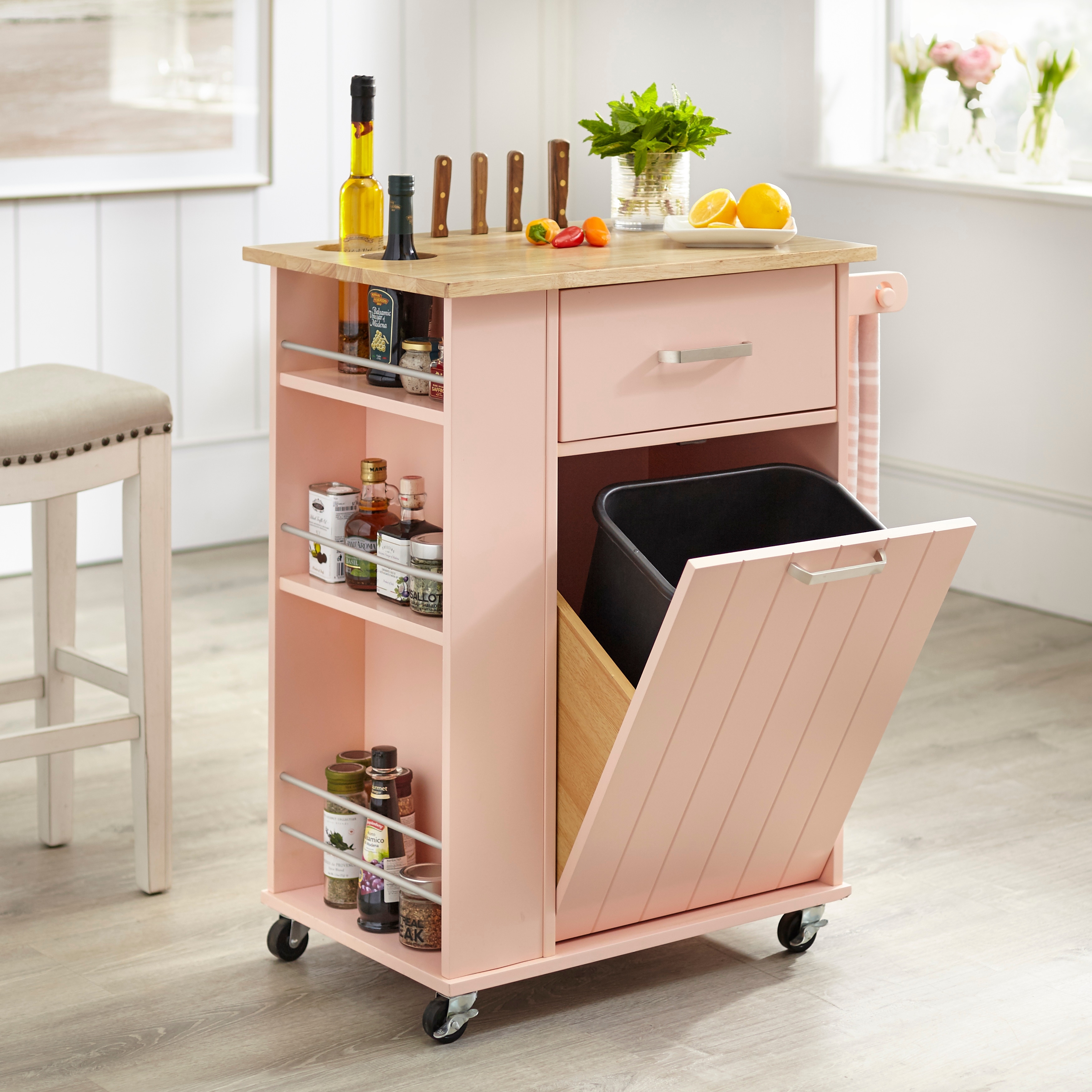 5 Five Simply Smart Linha Wooden Kitchen Trolley with 5 Tiers Beige  38x37x90cm