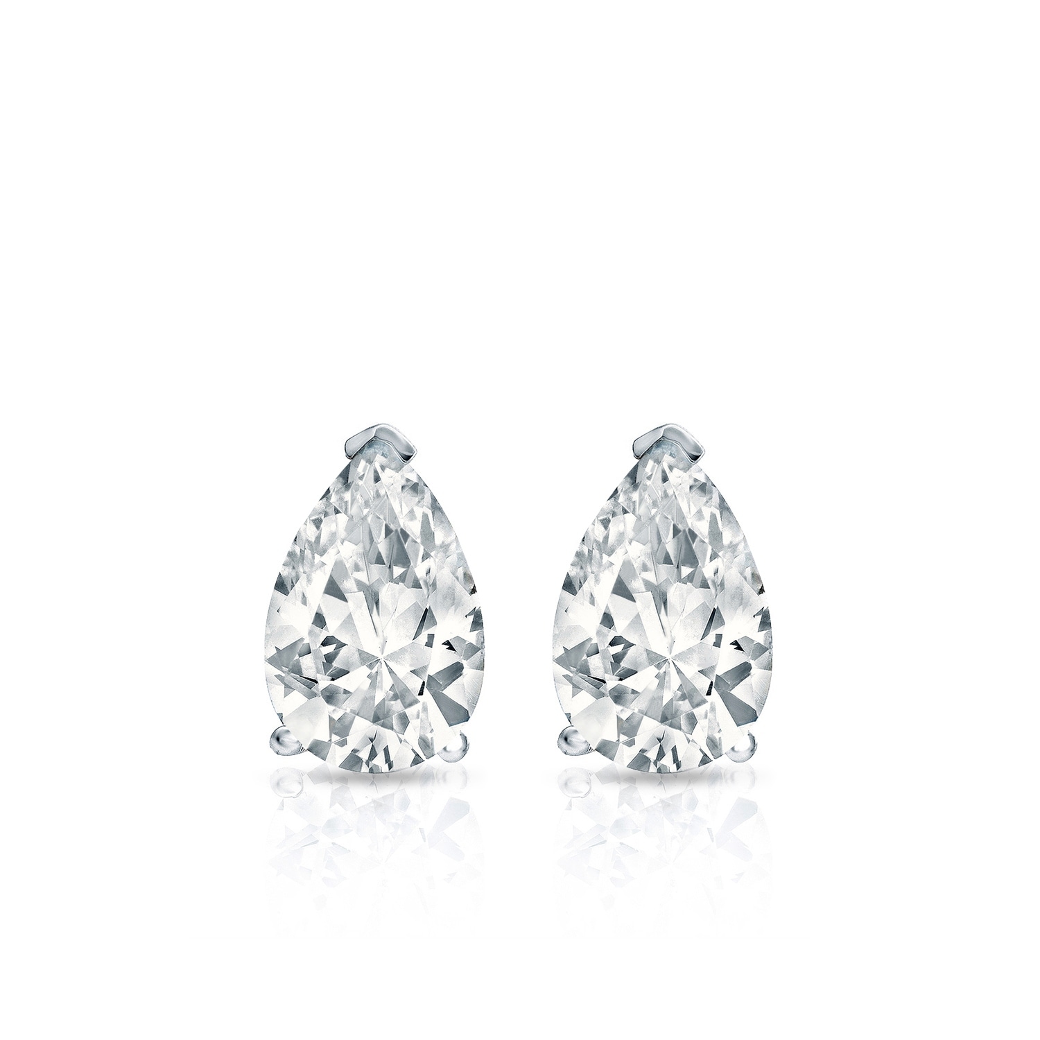 Auriya 14k Gold Lab Grown Pear Diamond Stud Earrings 0.50 to 5.00 ct. tw. V-End Prong Screw-Back (E-F VS)