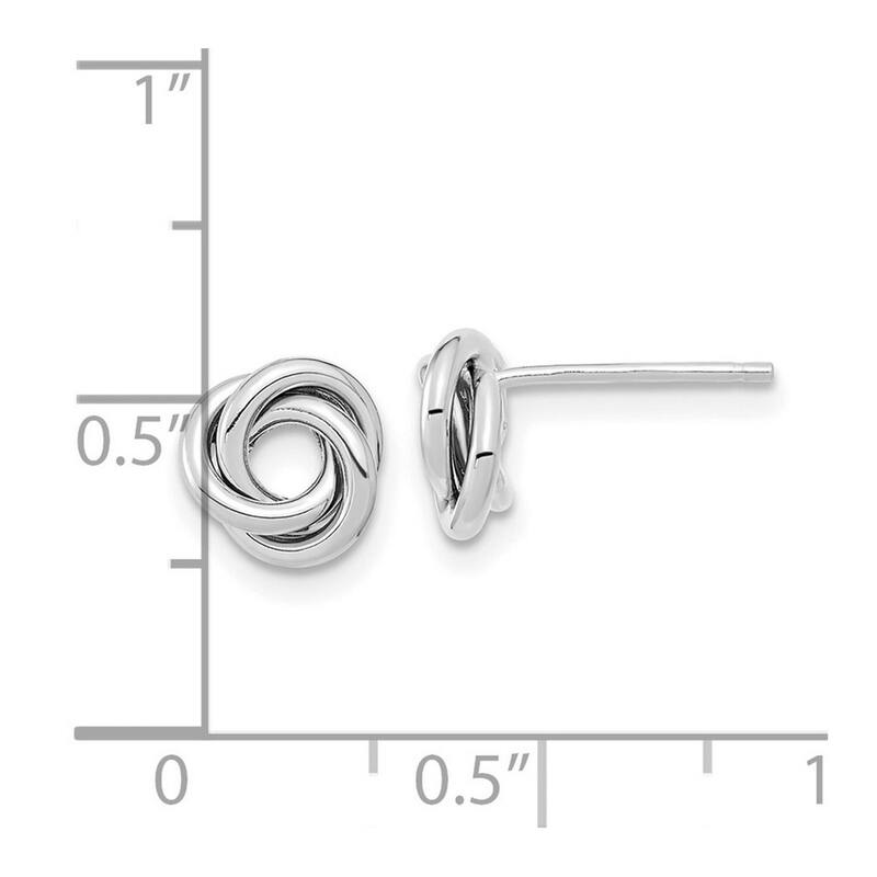 Curata 14k White Gold 8mm Polished Love Knot Post Earrings