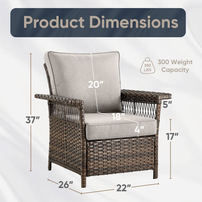 Pocassy Outdoor Swivel Chairs with Sofa Chair Ottoman and Table Set