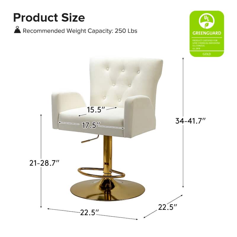 Loreto Modern Tufted Velvet Swivel chair with Adjustable Height Set of 2 by HULALA HOME
