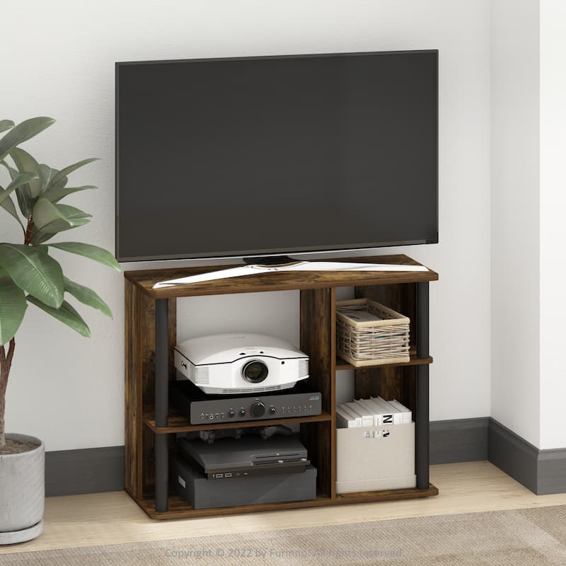 Furinno Classic TV Stand with Plastic Poles for TV up to 40-Inch