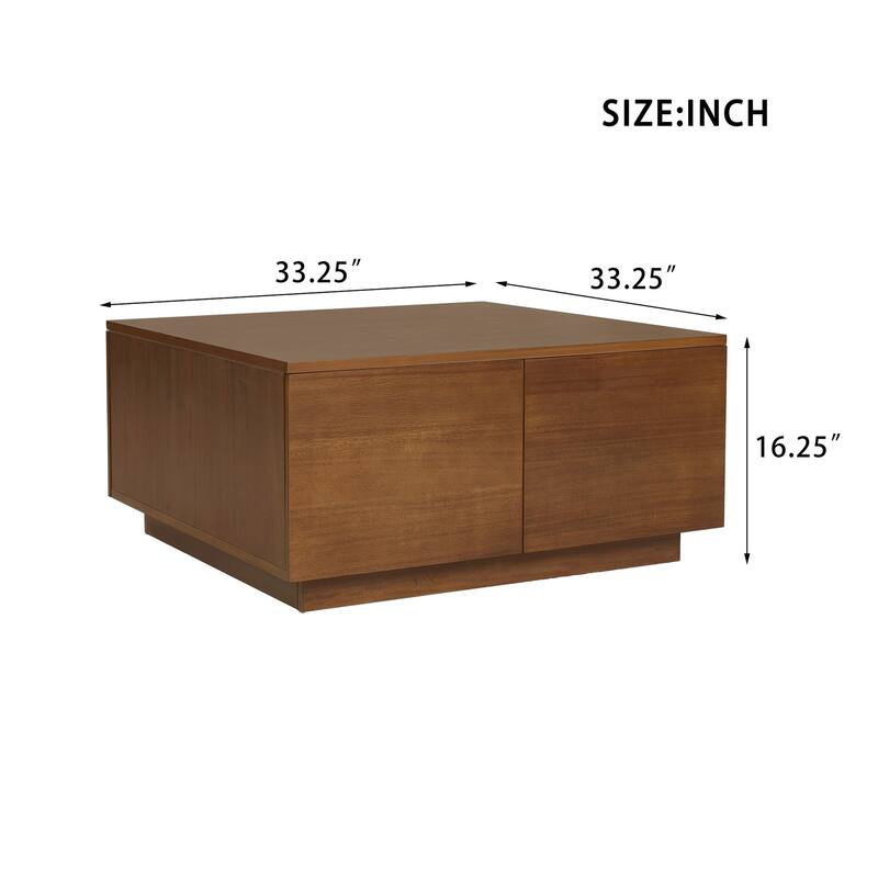 Elegant Square Coffee Table with 4 Spacious Drawers by Harper&Bright Designs