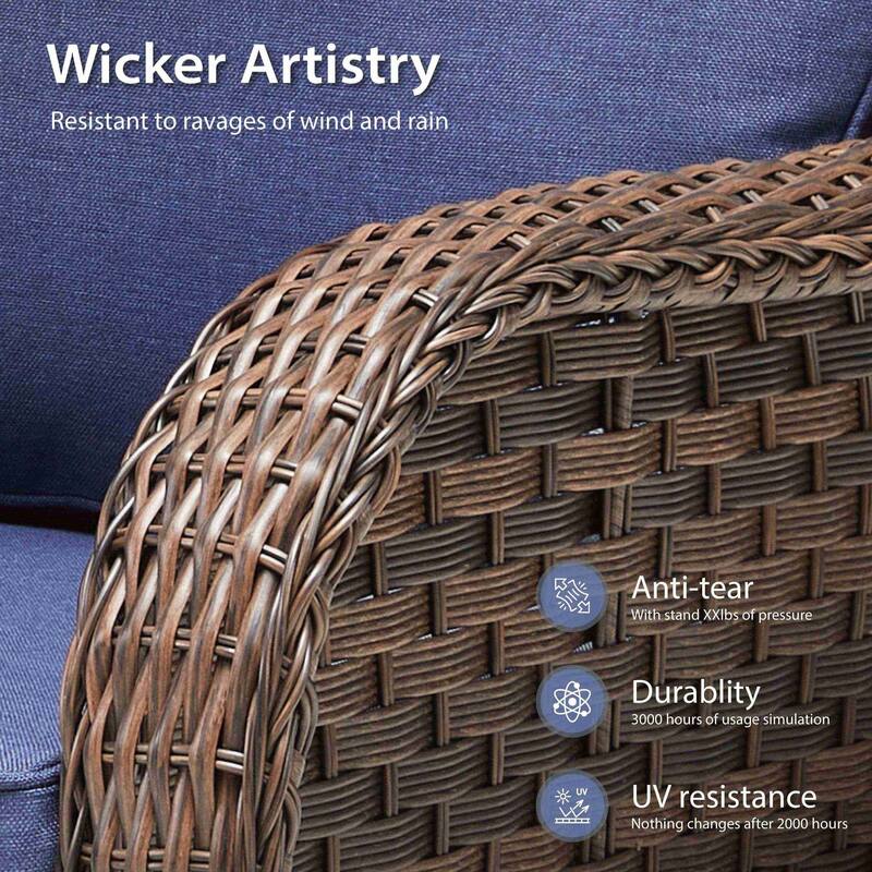 Cavira Brown Wicker Outdoor Patio Swivel Glider Chairs with Olefin Cushions (2-Pack)