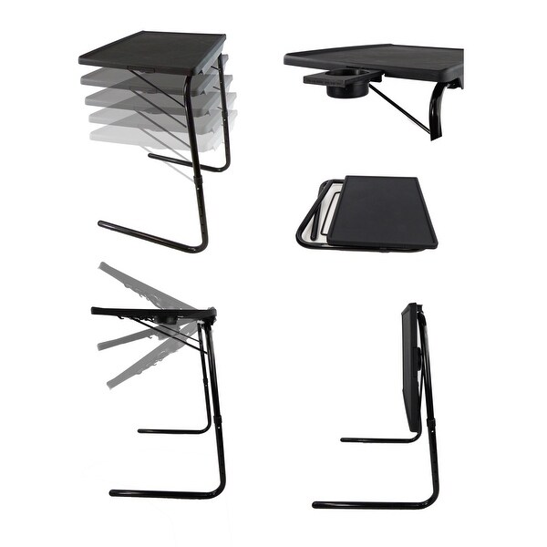 Portable Foldable TV Tray Table Laptop Eating Drawing Stand Adjustable Tray w Sliding Adjustable Cup Holder On Sale Bed Bath Beyond 13986245