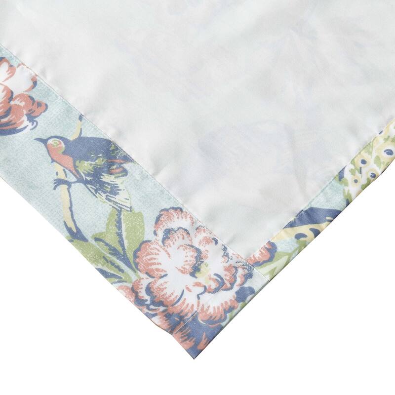 Eden 84 Inch Two Window Curtains, Butterflies and Songbirds, Green Microfiber