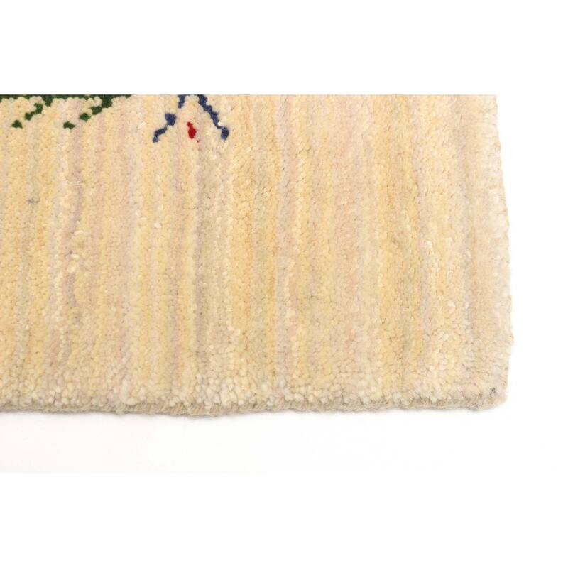 ECARPETGALLERY Hand Loomed Kashkuli Gabbeh Beige Wool Rug - 3'0 x 4'10