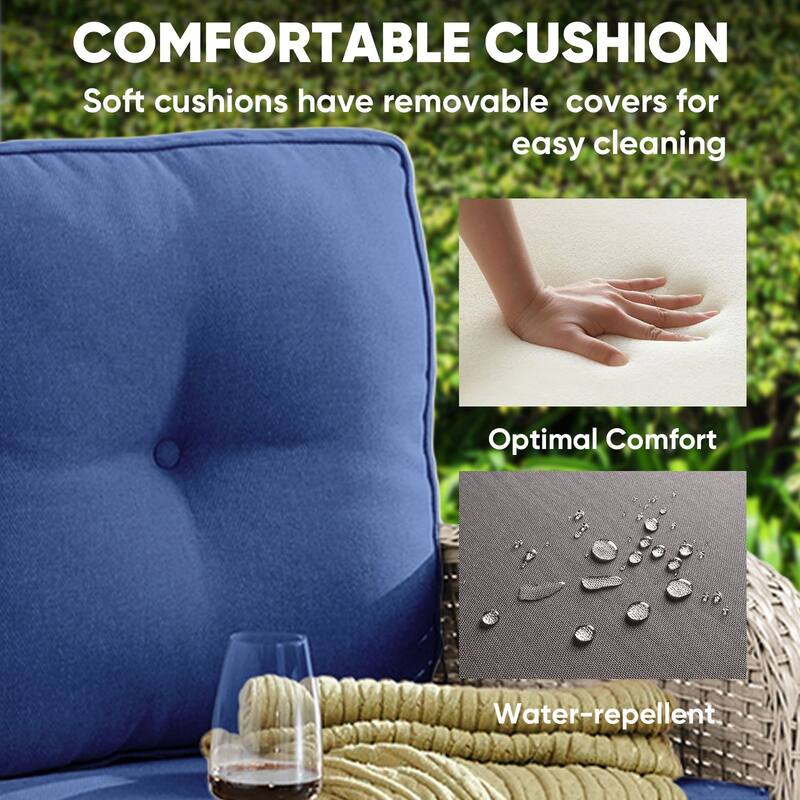 Pocassy Outdoor Loveseat Sofa with Table Funiture Set
