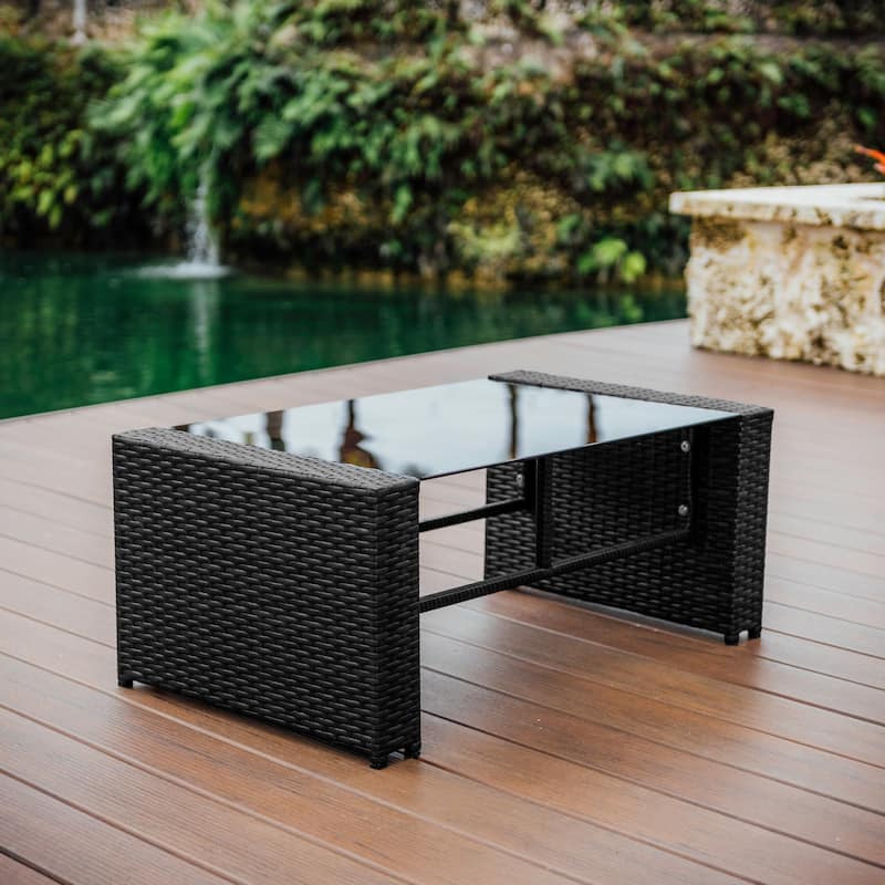 Empyrean 4 Piece Premium Patio Furniture Wicker Conversation Set