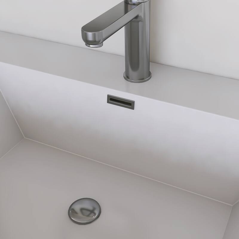 Modern Wall-Mounted Bathroom Vanity with White Solid Surface Top