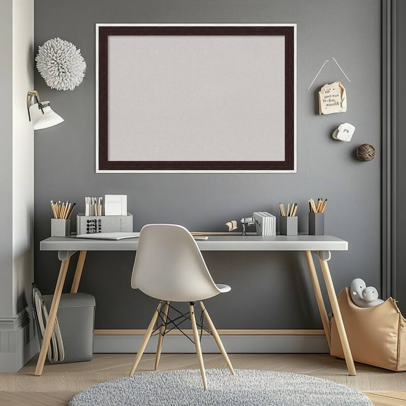 Maya Espresso Silver Framed Cork Board - Bulletin Board, Organization Board, Pin Board