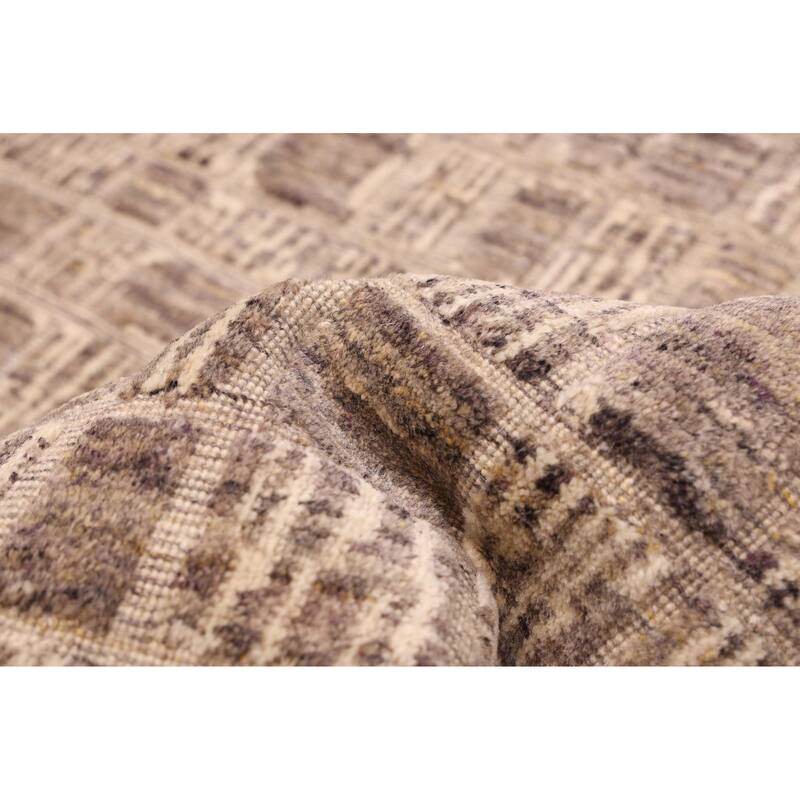 ECARPETGALLERY Hand Loomed Elysian Taupe Wool Rug - 8'0 x 10'0