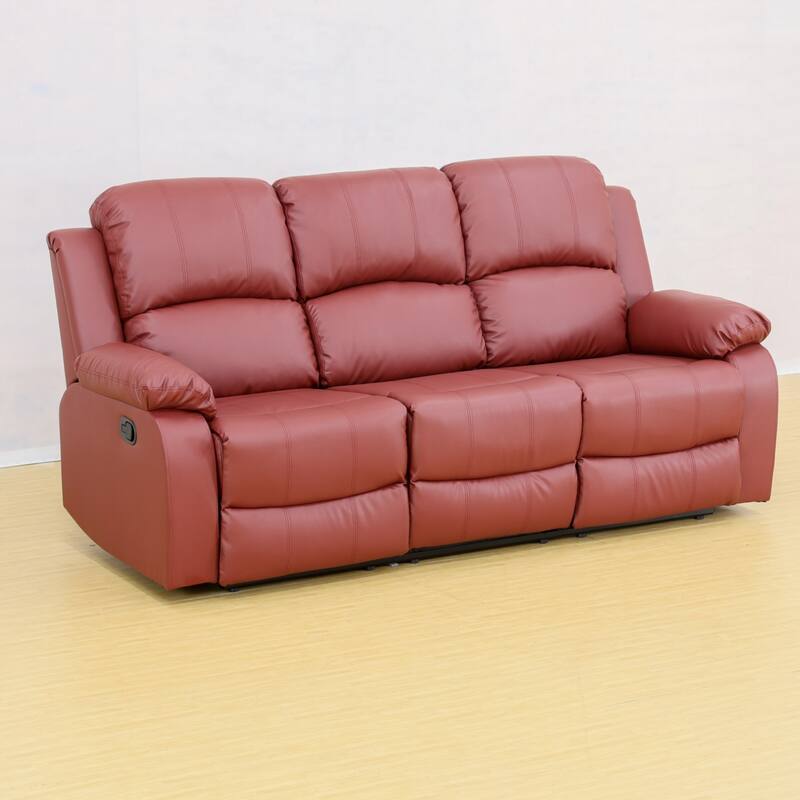 KISRAIS 82" Wide Faux Leather Manual Reclining Sofa