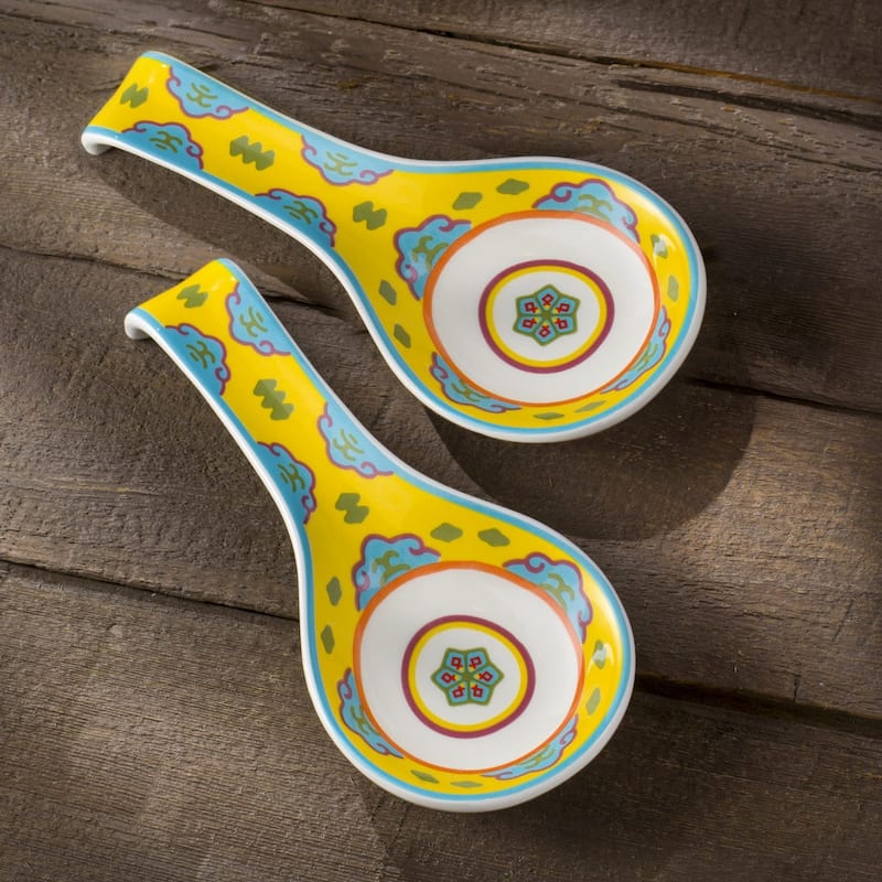 Euro Ceramica Galicia Spoon Rest - 9.5 in. x 4.33 in. x 1.18 in. - Yellow - 1 Piece