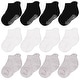 preview thumbnail 1 of 4, CozyWay Ankle Grip Socks Black/White/Gray - 12 pair, 1-3 Years, Unisex