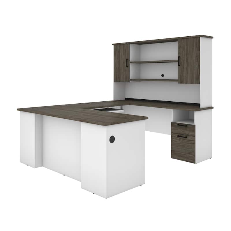 Bestar Norma 71W U or L-Shaped Executive Desk with Hutch